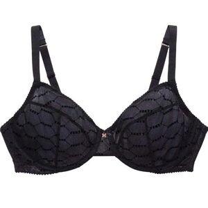 SAVAGE X FENTY black 36DDD lace unlined unpadded underwire bra NWT